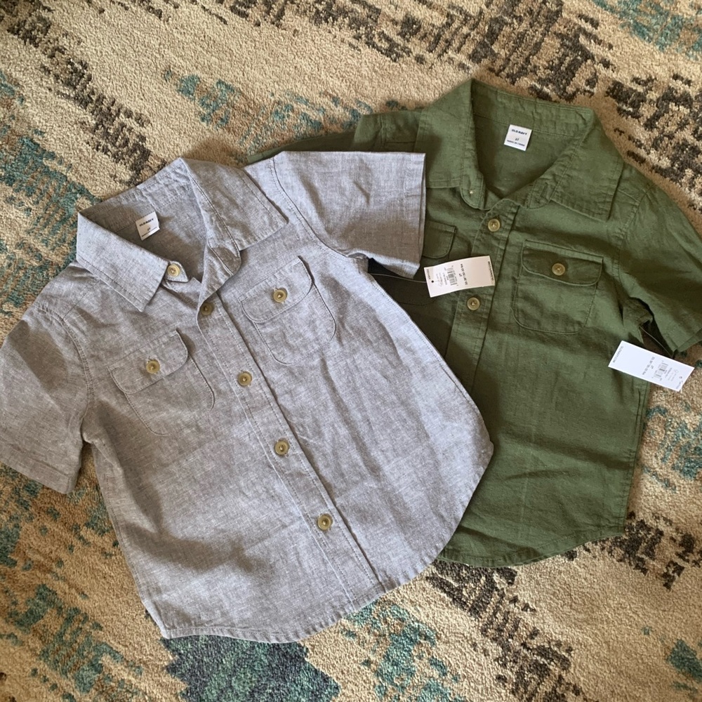 Linen blend cargo pocket shirt - toddler 2T NWT